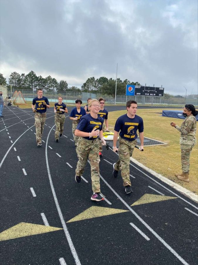 Steinbrenner%E2%80%99s+JROTC+Members+prepare+by+running+around+the+track.+By+practicing%2C+they+improve+their+skills+for+the+competition.+Photo+courtesy+of+Jayden+Otero.+