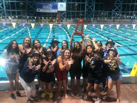 Steinbrenner girls celebrating their win at districts. Taking home 3rd place trophy! Photo courtesy of Lila Ordetx.