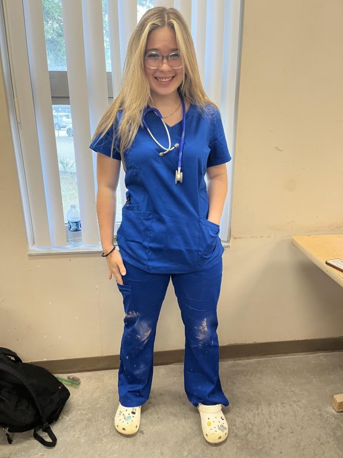 Senior Jess Reeder dresses up as a nurse for career day during Steinbrenner’s senior spirit week. The week got many seniors to participate and was very successful in giving creative dress up days to raise school spirit. Photo courtesy of Tammy Budiman.