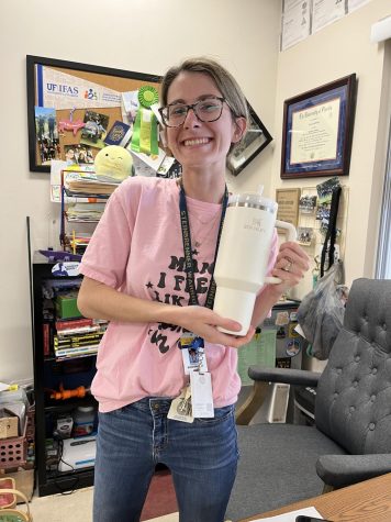 Agriculture Sciences teacher at Steinbrenner High School, Mrs. Switzer, prefers the Stanley to the Yeti cups. The design keeps her drink cool all day long.