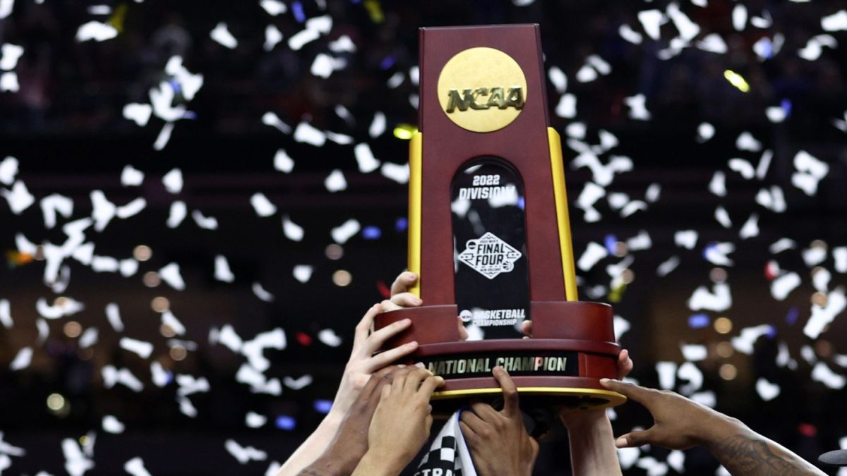 The trophy will be taken home by one of the four hopefuls in 2024. The picture features trophy after the final four in 2022 with North Carolina beating Duke. Photo courtesy of CNN.  