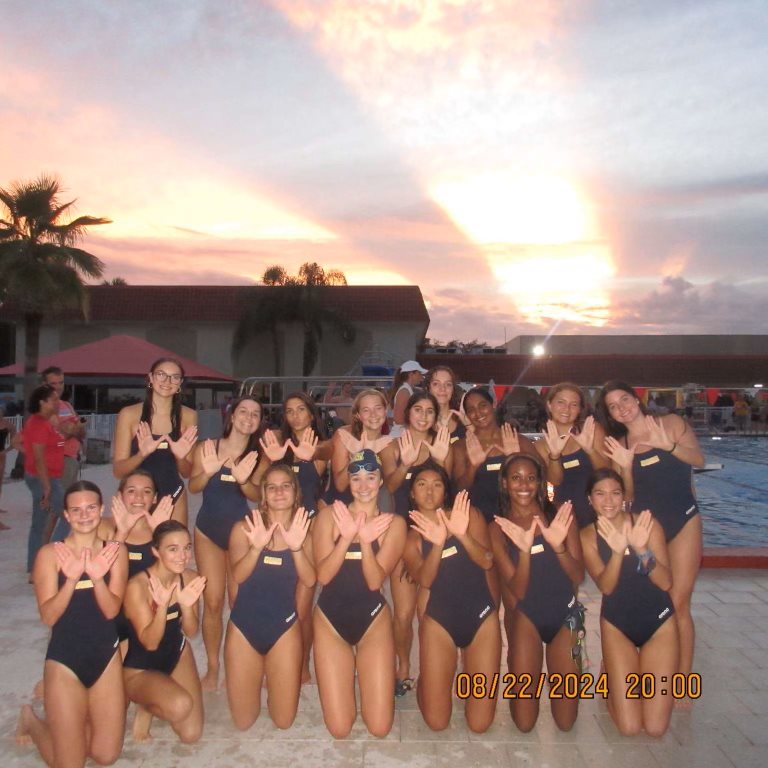 The Steinbrenner Women’s swim team stands together to celebrate their success in the Tri-meet against Wharton and King. After a successful season last year, the team plans to continue their legacy as a top team in upcoming swim meets. 

 Photo courtesy of Kate Caraynoff.