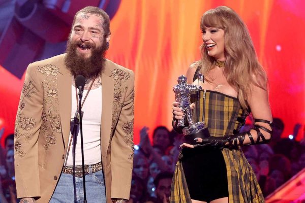 Taylor Swift and Post Malone after winning Video of the Year for the song, “Fortnight.” This duo has made an iconic appearance after collaborating together on Swifts new album, “The Tortured Poets Department” and stating that they had a great time working together. Photo courtesy of People Magazine. 