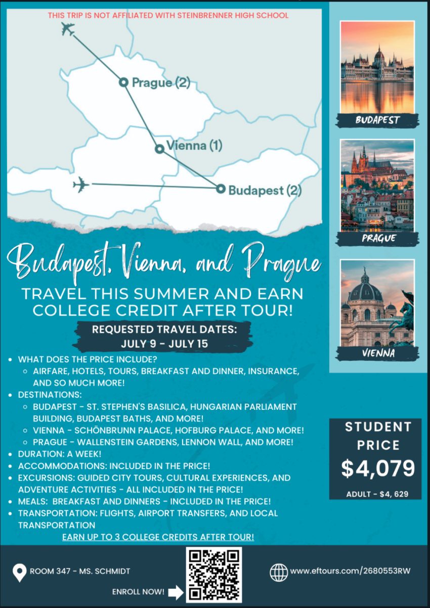 The promotional poster on Canvas, advertising Ms. Schmidt’s trip and provides all the information needed. Ms. Schmidt has partnered with Education First to give students and others the opportunity to travel to places they’ve never seen. 