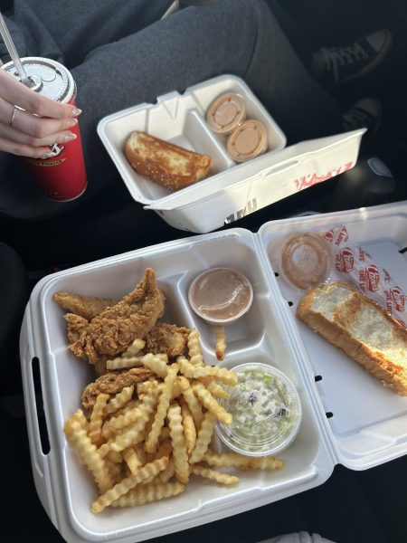 The new Raising Cane’s “3 Finger Combo" for $10.39, consisting of 3 chicken fingers, crinkle-cut fries, Texas toast, and a beverage.  The restaurant opened in Wesley Chapel on January 28th and the franchise is available in 42 states. 