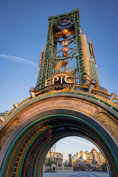 The entrance to Epic Universe at Universal. Currently the park is only open to pass-holders and on May 22nd, 2025, the public will get the chance to finally explore the new park. Photo courtesy Creative Commons. 
