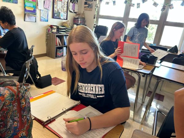 Amelia branch doing her work to be the best student athlete that she can be. She has been making sure to put an equal amount of work into both school and her sport. Photo courtesy of Cecilia Leon. 