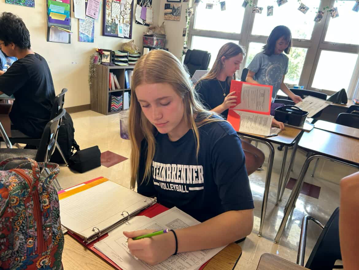 Amelia branch doing her work to be the best student athlete that she can be. She has been making sure to put an equal amount of work into both school and her sport. Photo courtesy of Cecilia Leon. 