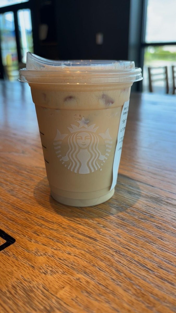 In this picture is a specialty drink apart of the Starbucks fall lineup. This drink is a tall, iced pumpkin spice chai, including ingredients such as a chai tea concentrate, milk, pumpkin spice cold foam, and pumpkin spice toppings. This fall line up is one of the best Starbucks has done in a long time, and it shows from the quality of the drinks and the students’ enjoyment of them! Photo courtesy of Brissie Ngyuen.